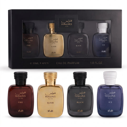 Rasasi - Hawas Set（Hawas Fire、Hawas Elixir、Hawas Black、Hawas Ice） 4x30ML